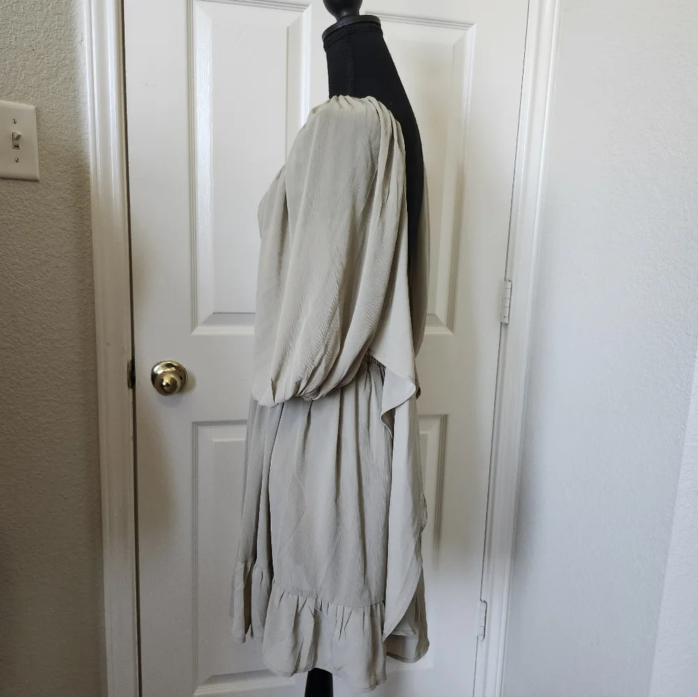 Light Gray Ruffle-Hem Midi Dress - Brand Unspecified